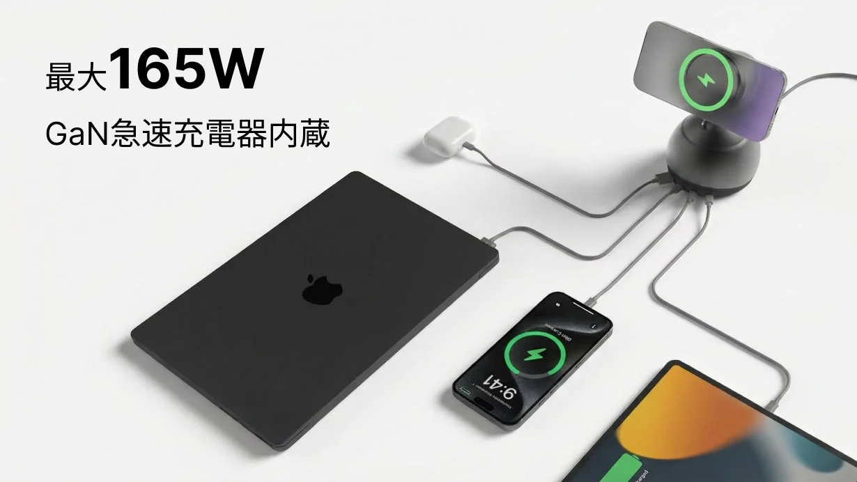 最大165W GaN急速充電器内蔵