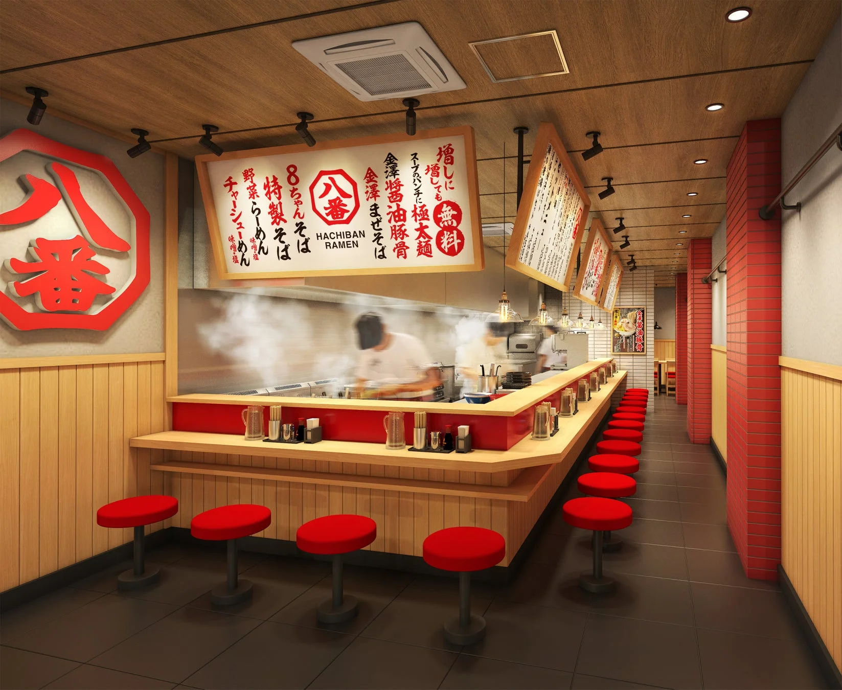 八番ラーメンの店内