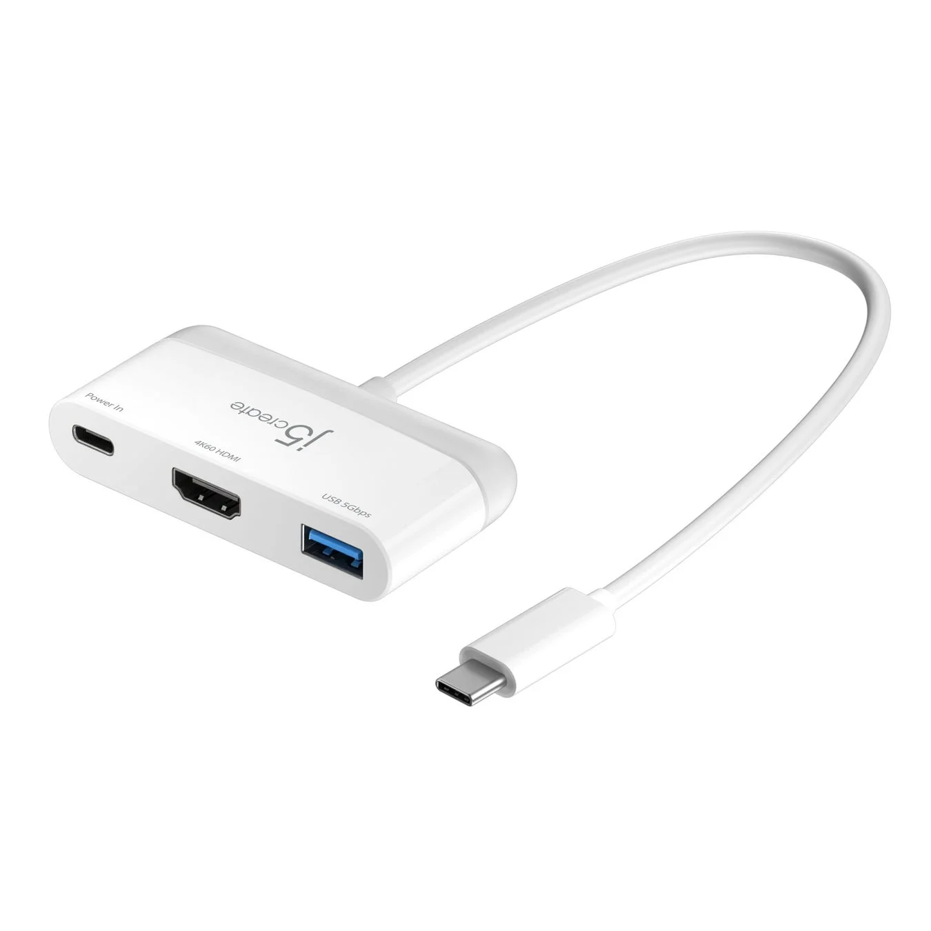 白いUSB-C接続のマルチポートアダプター