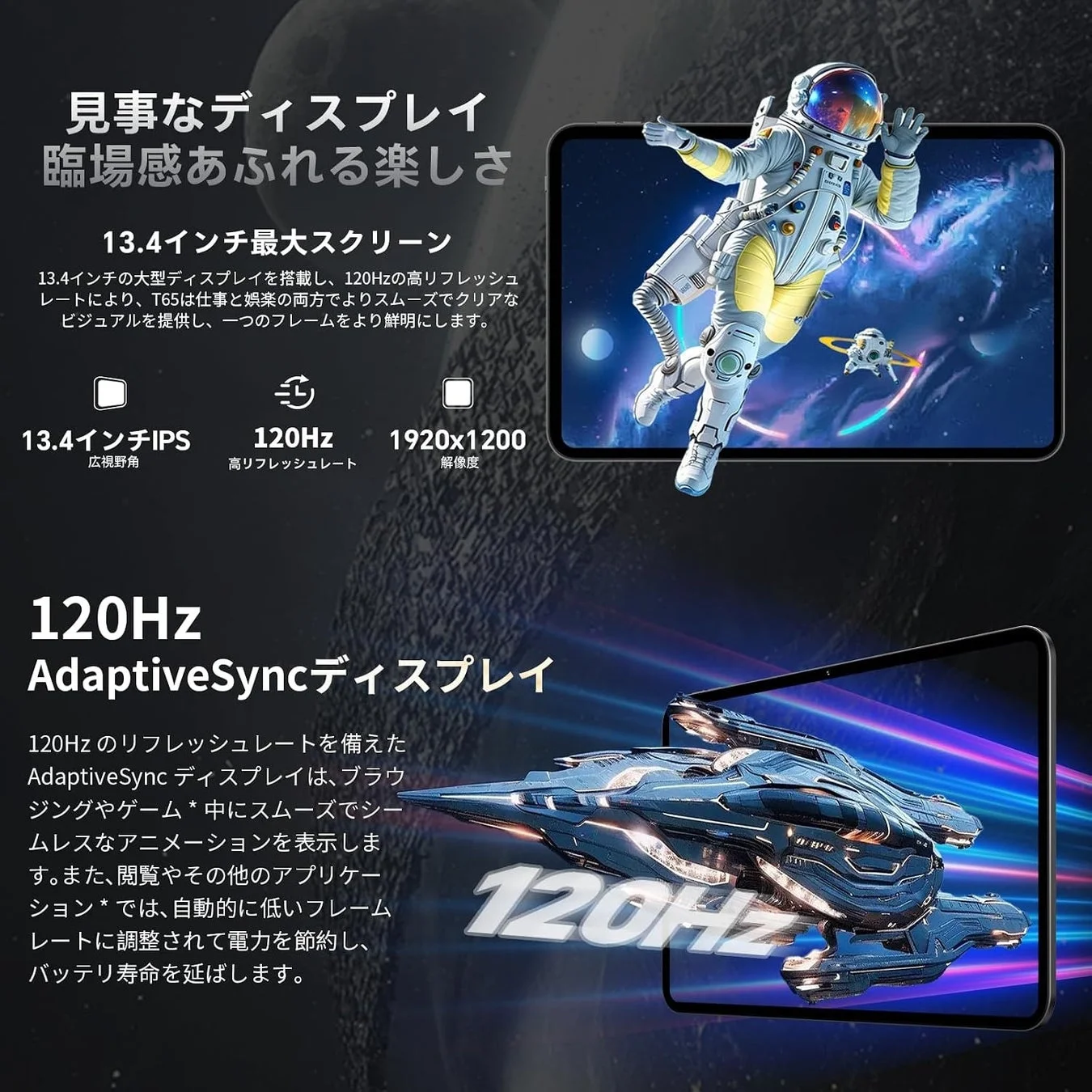 13.4インチディスプレイ