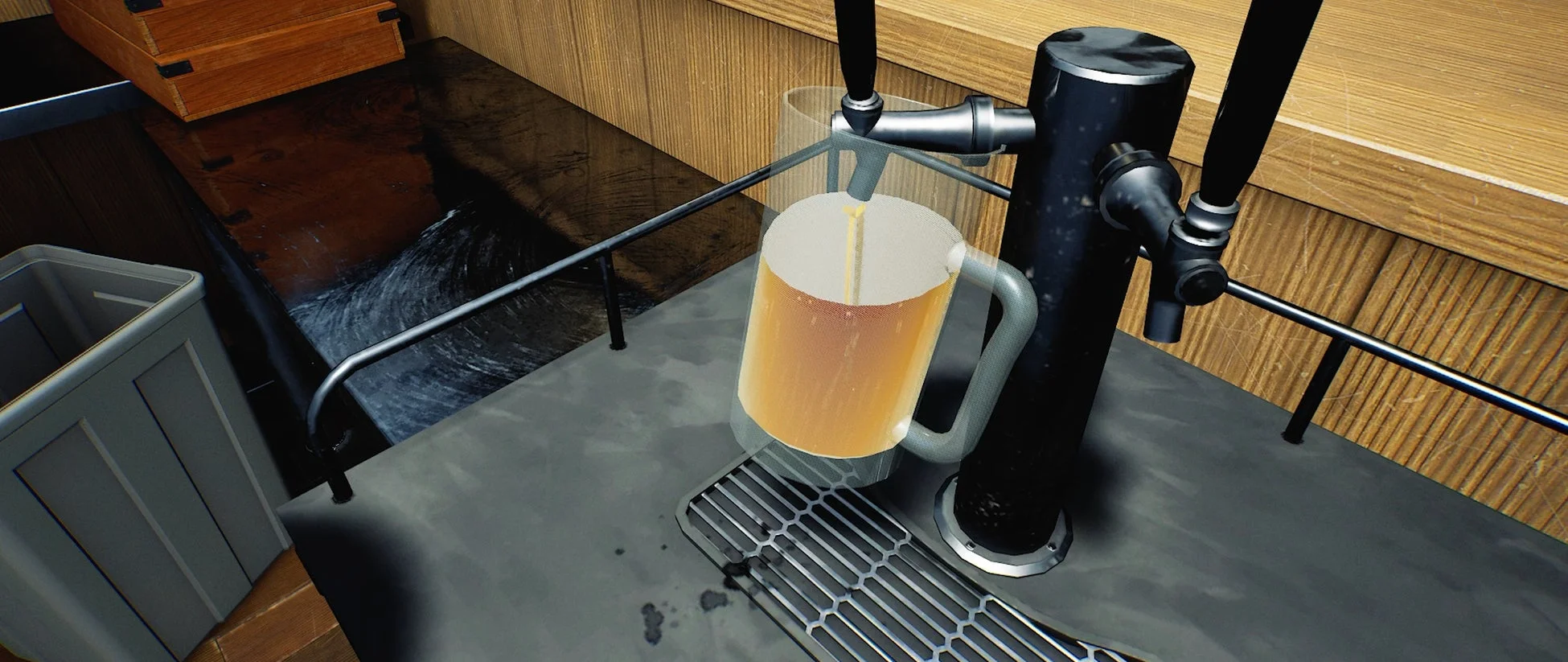 ビールサーバーからジョッキにビールが注がれる瞬間