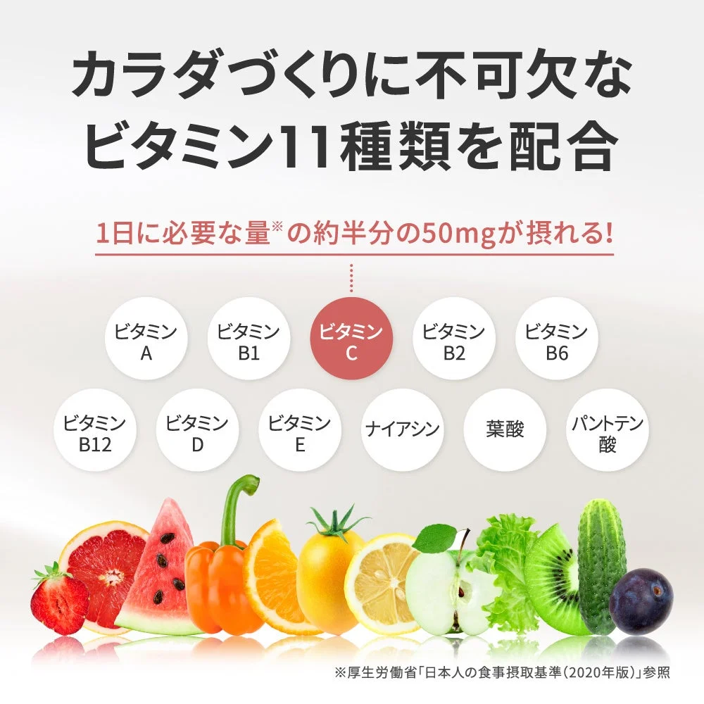 カラダづくりに不可欠なビタミン11種類を配合