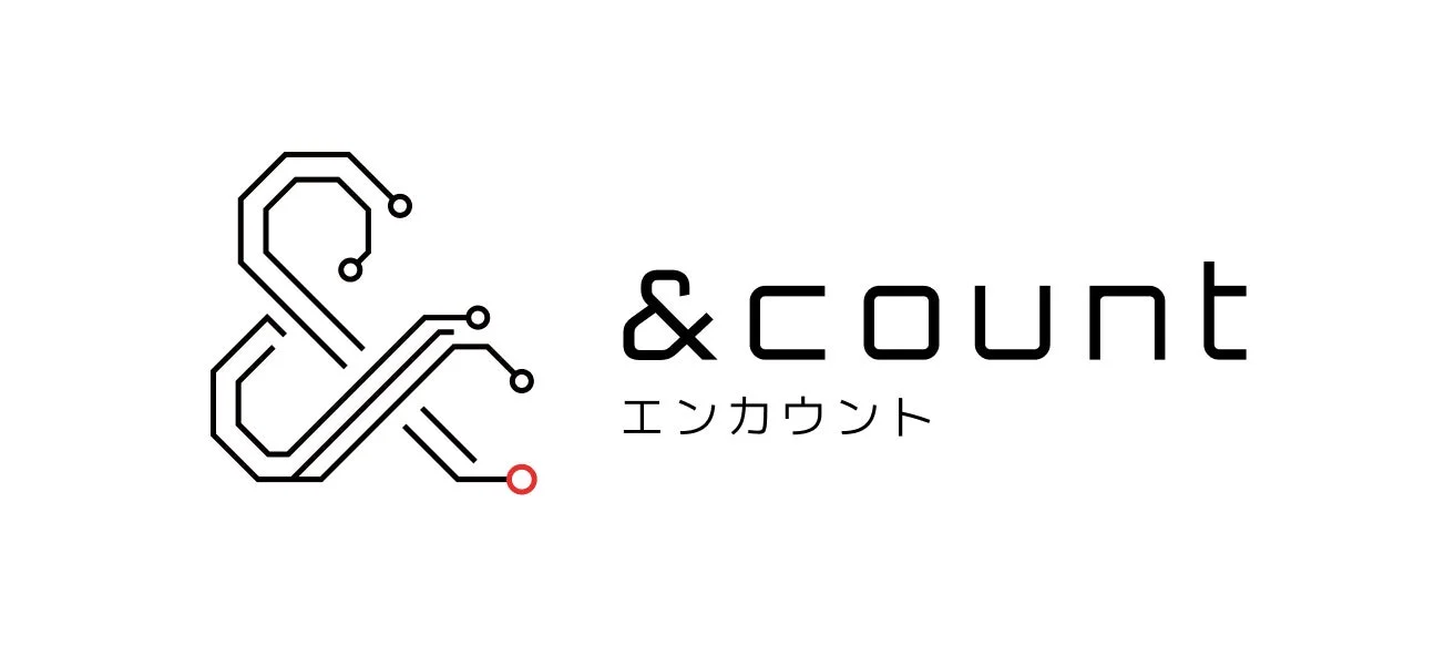 ロゴ,ブランド,テキスト,シンプル,モダン,テクノロジー,回路,アンパサンド,エンカウント,白背景,黒文字,企業ロゴ