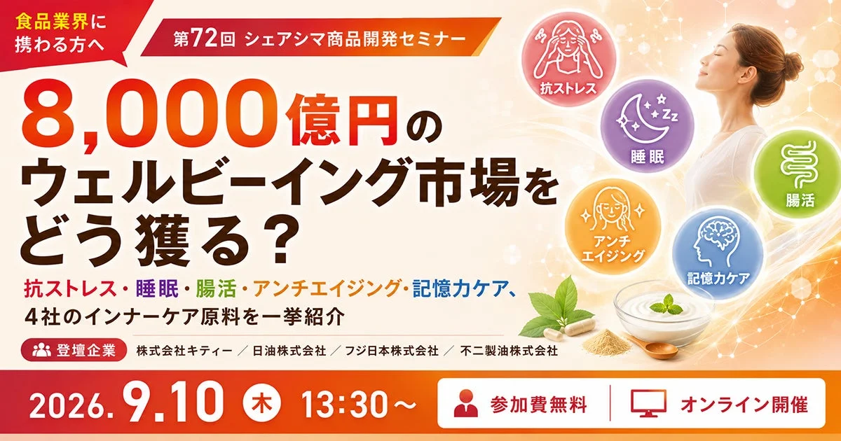 ウェルビーイング市場をどう獲る？インナーケア原料を紹介するセミナーの告知画像