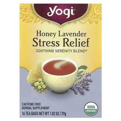 Yogi Tea Stress Relief ハニーラベンダー カフェインフリー ティーバッグ16袋