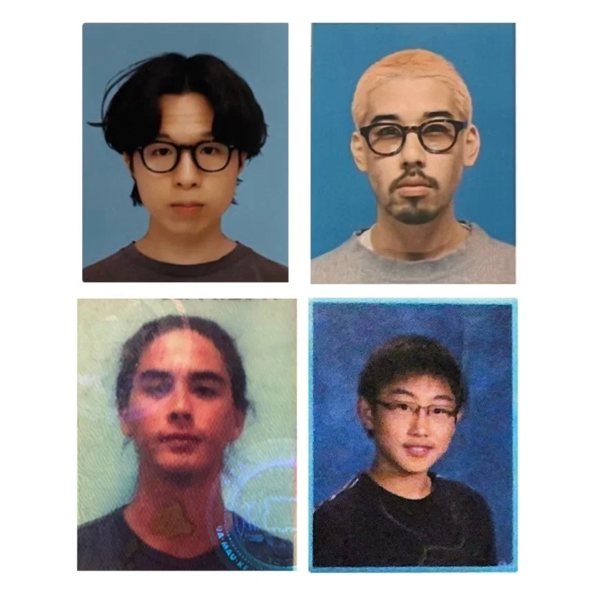 4人の男性の証明写真風ポートレート