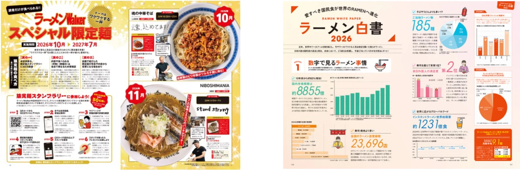 限定麺スタンプラリーとラーメン白書の誌面