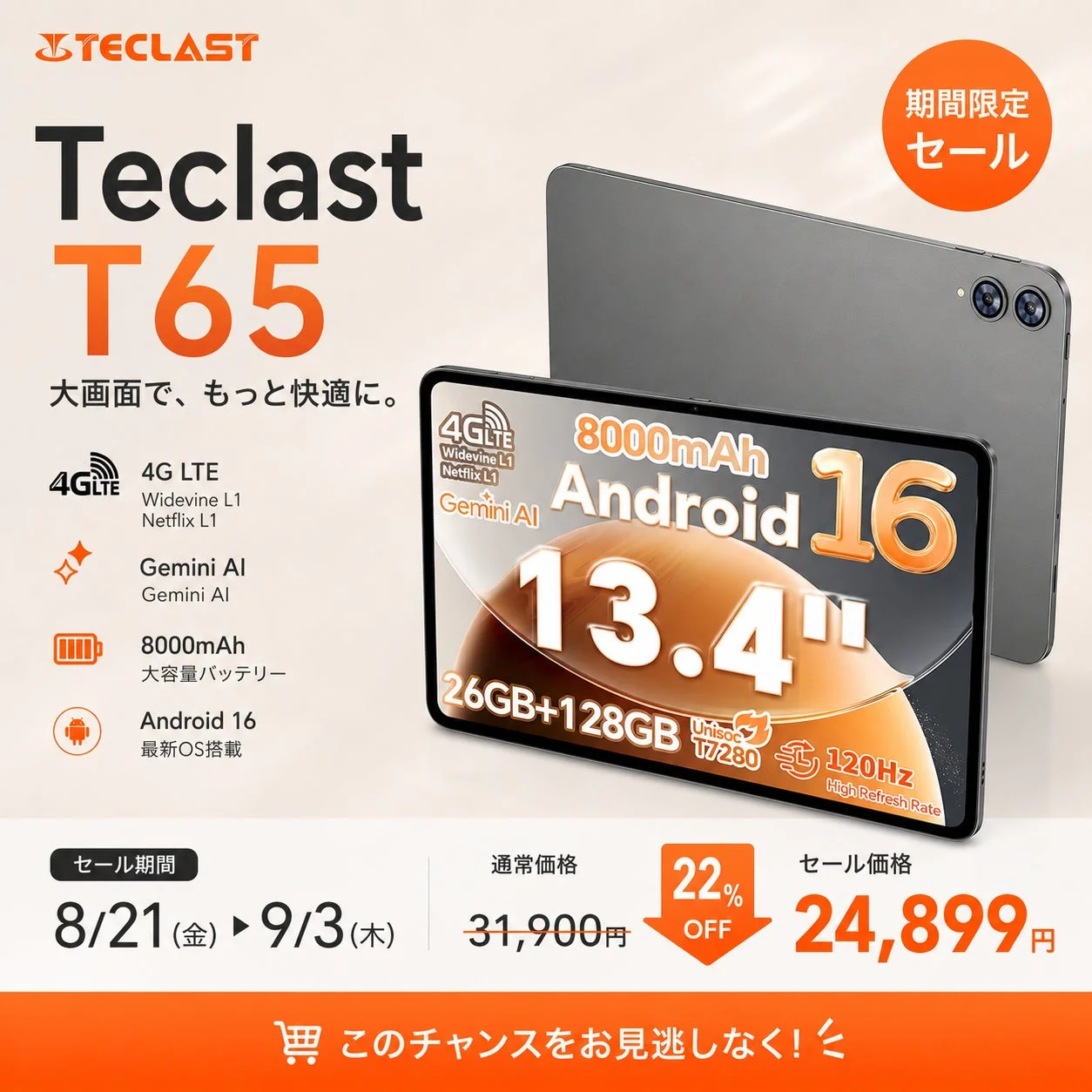Teclast T65 セール画像