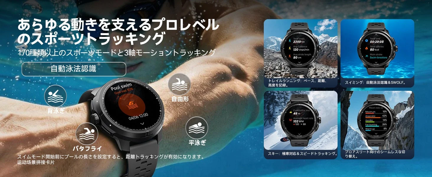 あらゆる動きを支えるプロレベルのスポーツトラッキング。170種類以上のスポーツモードと3軸モーショントラッキング。