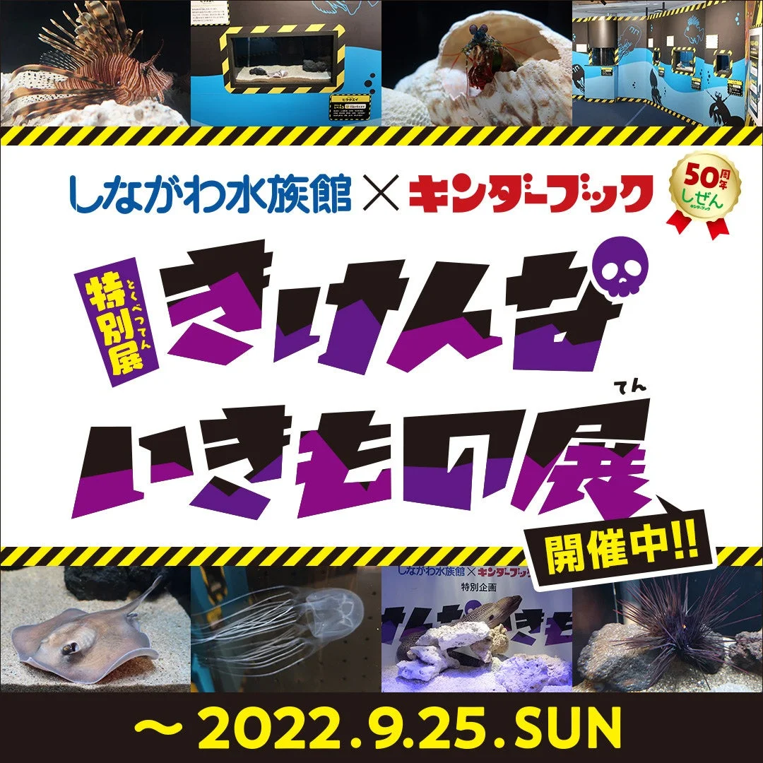 しながわ水族館とキンダーブックのコラボ特別企画「きけんないきもの展」の告知ポスター