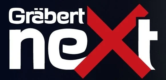 黒い背景に白文字で「Gräbert next」と書かれたロゴデザイン