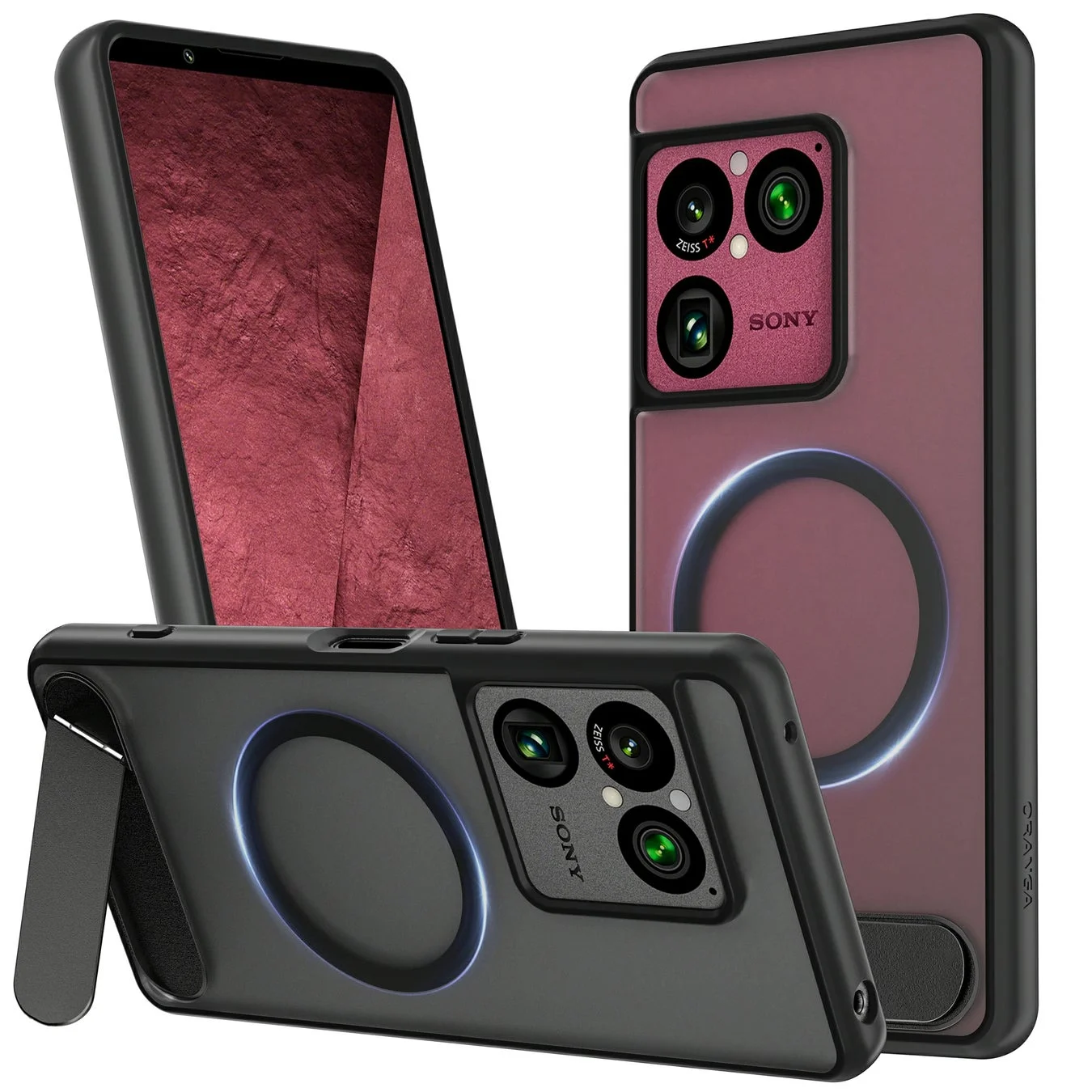 MagSafe対応スタンド付き半透明マットスマートフォンケース