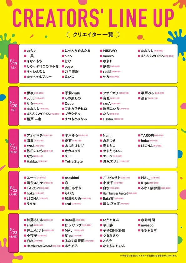 クリエイター一覧