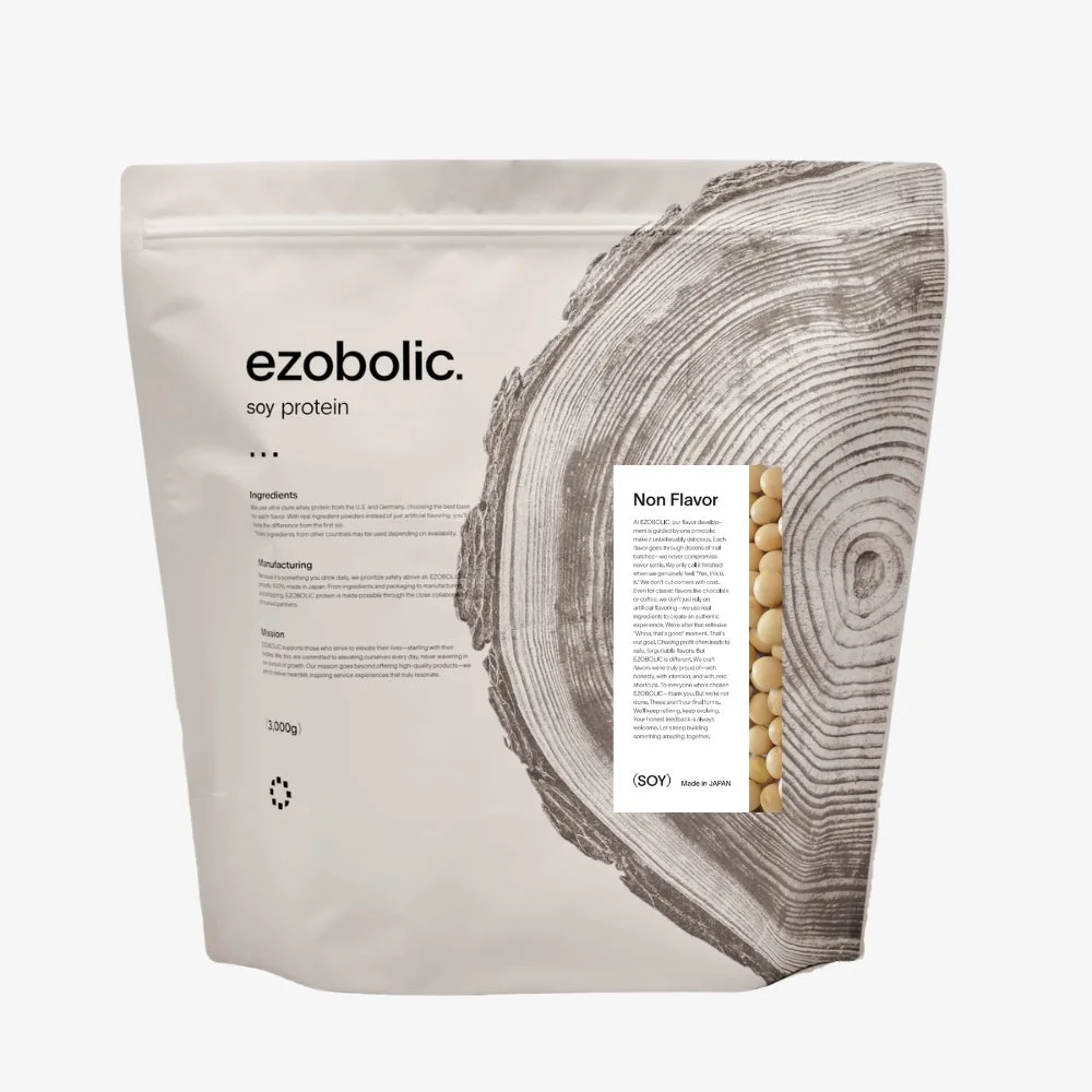 ezobolic.のノンフレーバーソイプロテインのパッケージ