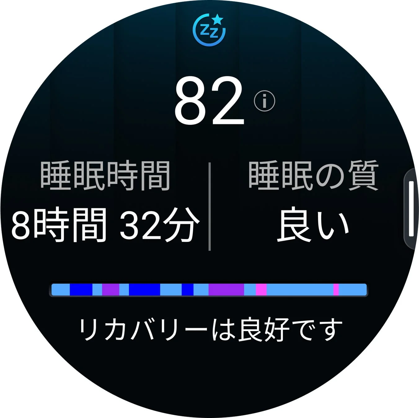 スマートウォッチの睡眠トラッキング画面