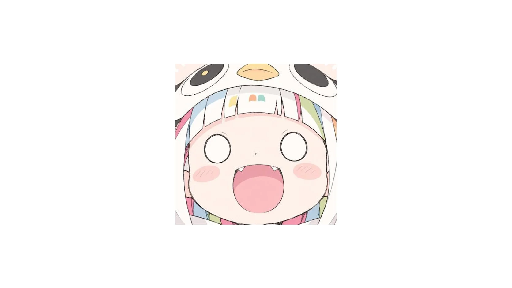 鳥のようなフードをかぶったアニメキャラクターの顔のイラスト