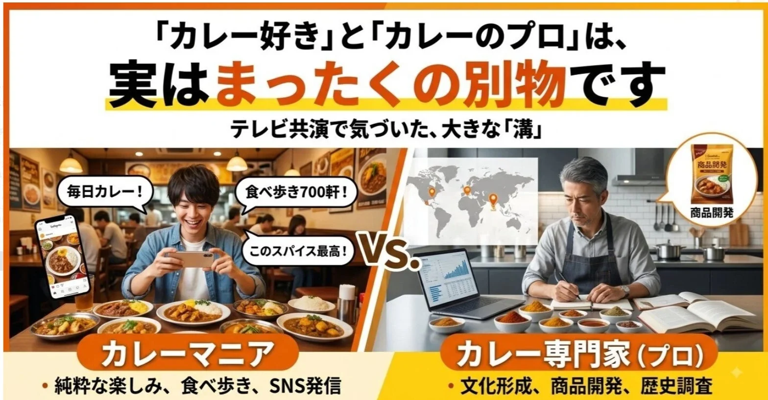 カレーマニアとカレー専門家の比較