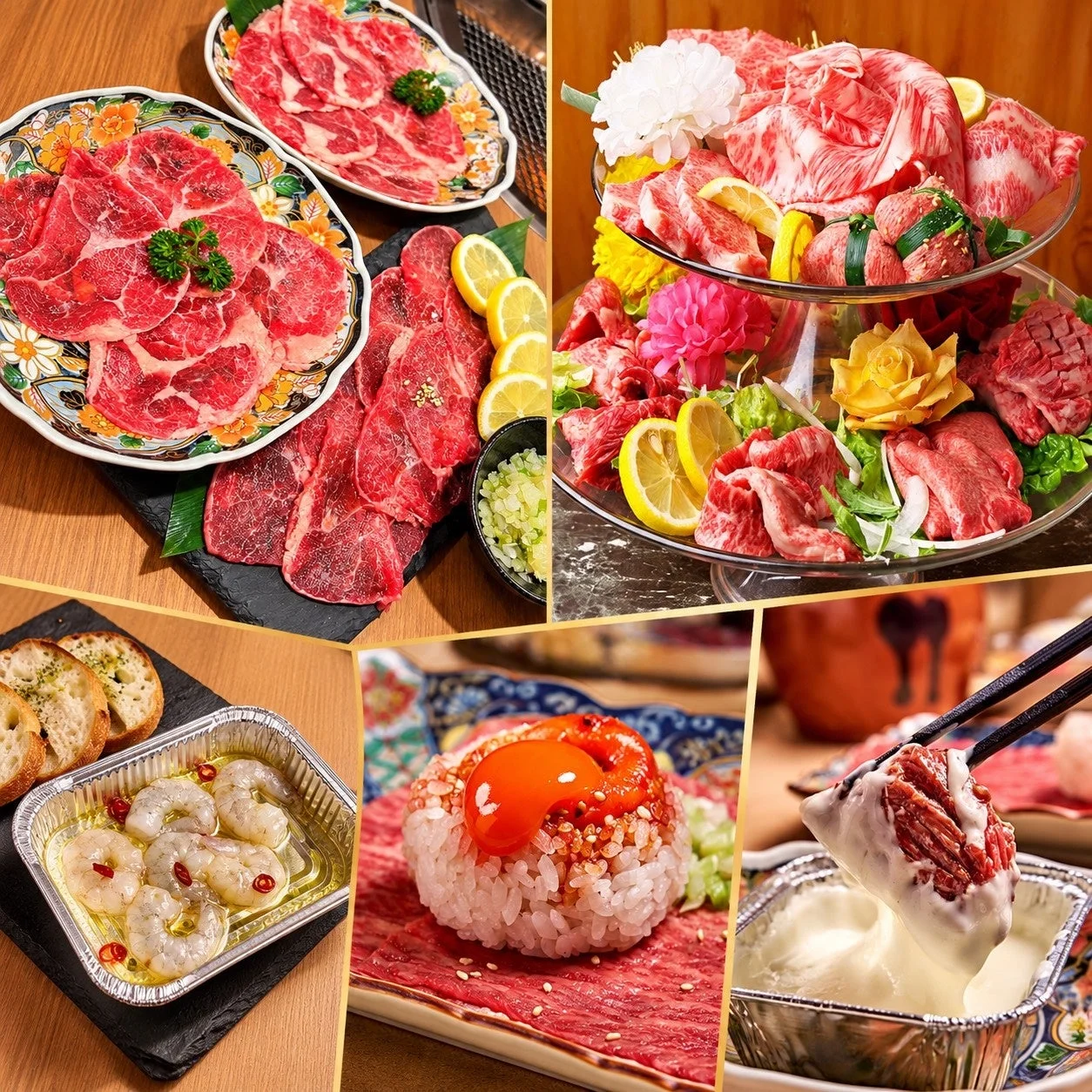 様々な料理のコラージュ